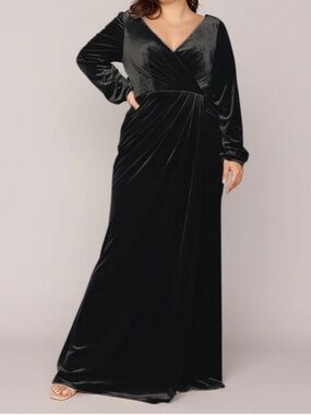 Revelry Black Velvet Surplice Maxi Dress